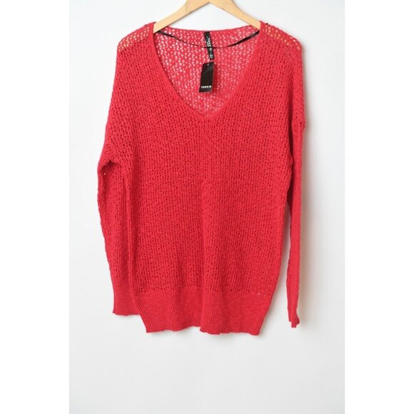 Torrid Red Cable Loose Knit Warm Cozy Sweater Pullover Sz 1 14-16 NEW - Picture 1 of 15